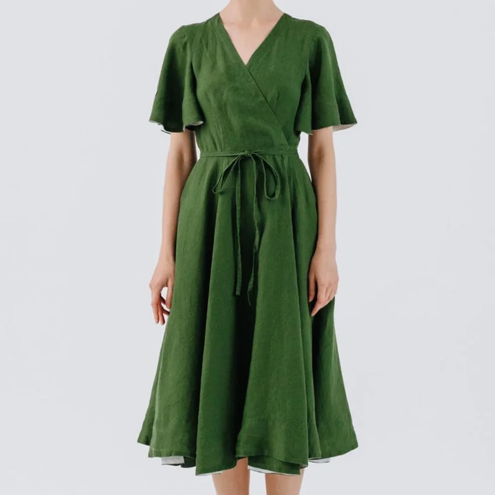 Son de Flor linen wrap dress - Picture 3 of 4